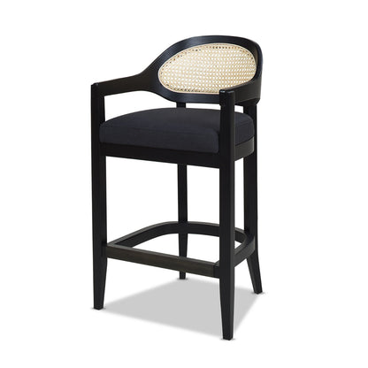 Americana - Mid-Century Modern Cane Back Counter Stool - Jet Black
