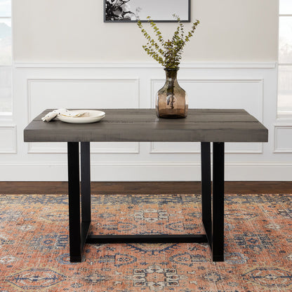 Rustic Metal And Solid Distressed Dining Table - Gray