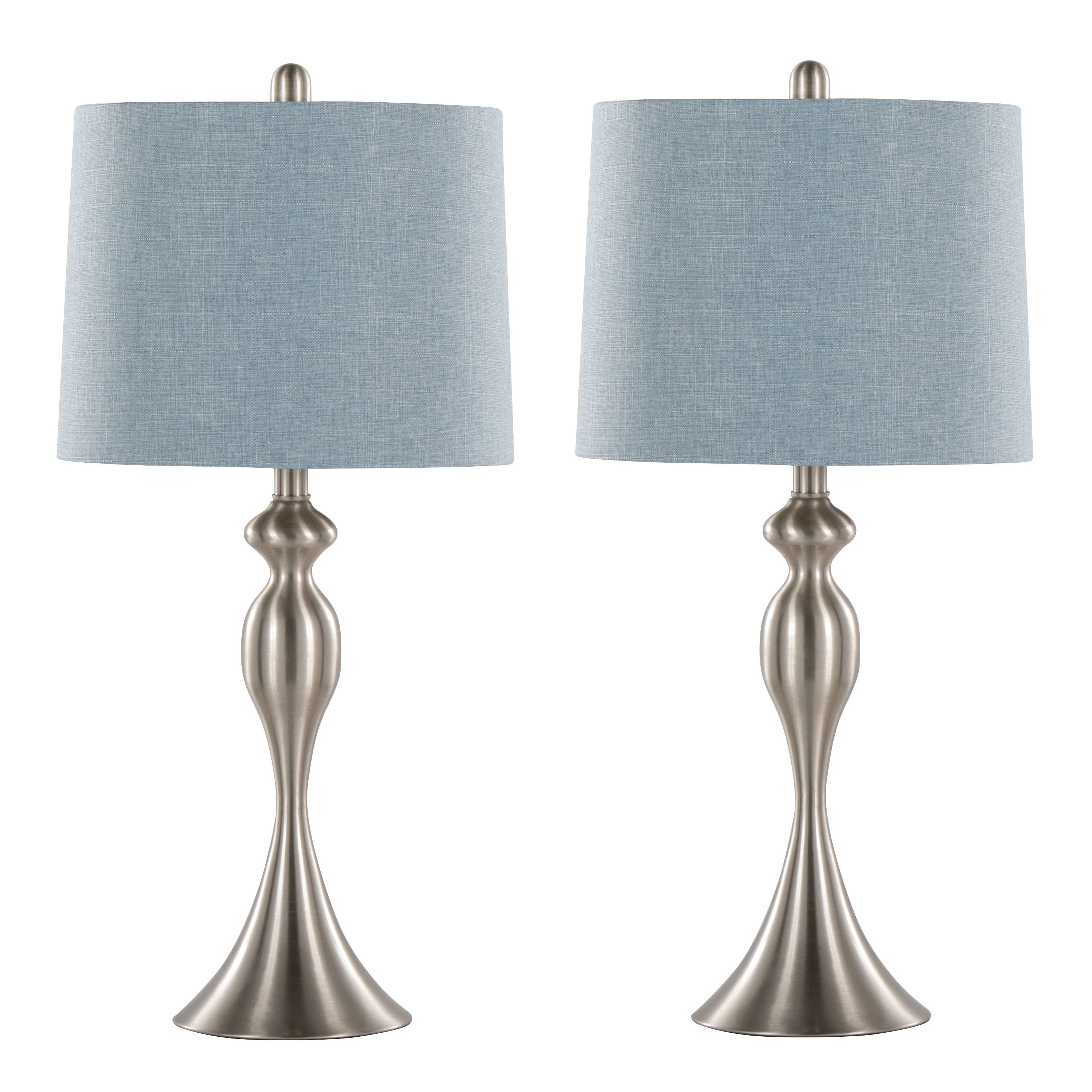 Ashland - Contemporary Table Lamp (Set of 2) - Nickel / Light Blue