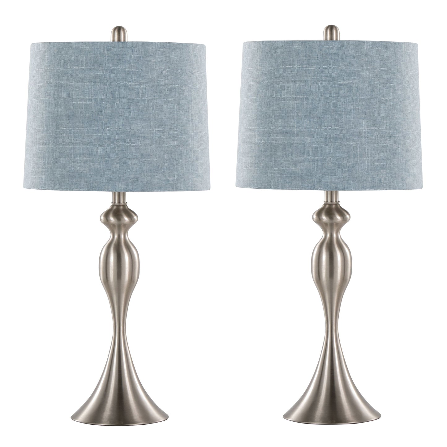 Ashland - Contemporary Table Lamp (Set of 2) - Nickel / Light Blue