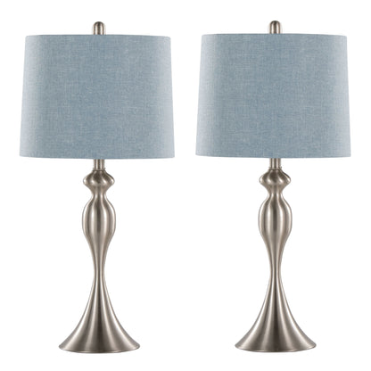 Ashland - Contemporary Table Lamp (Set of 2) - Nickel / Light Blue