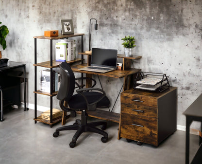 Nypho - Writing Desk - Weathered Oak / Black