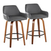 Daniella - Contemporary Fixed Height Counter Stool With Swivel With Round Footrest (Set of 2) - Walnut / Gray