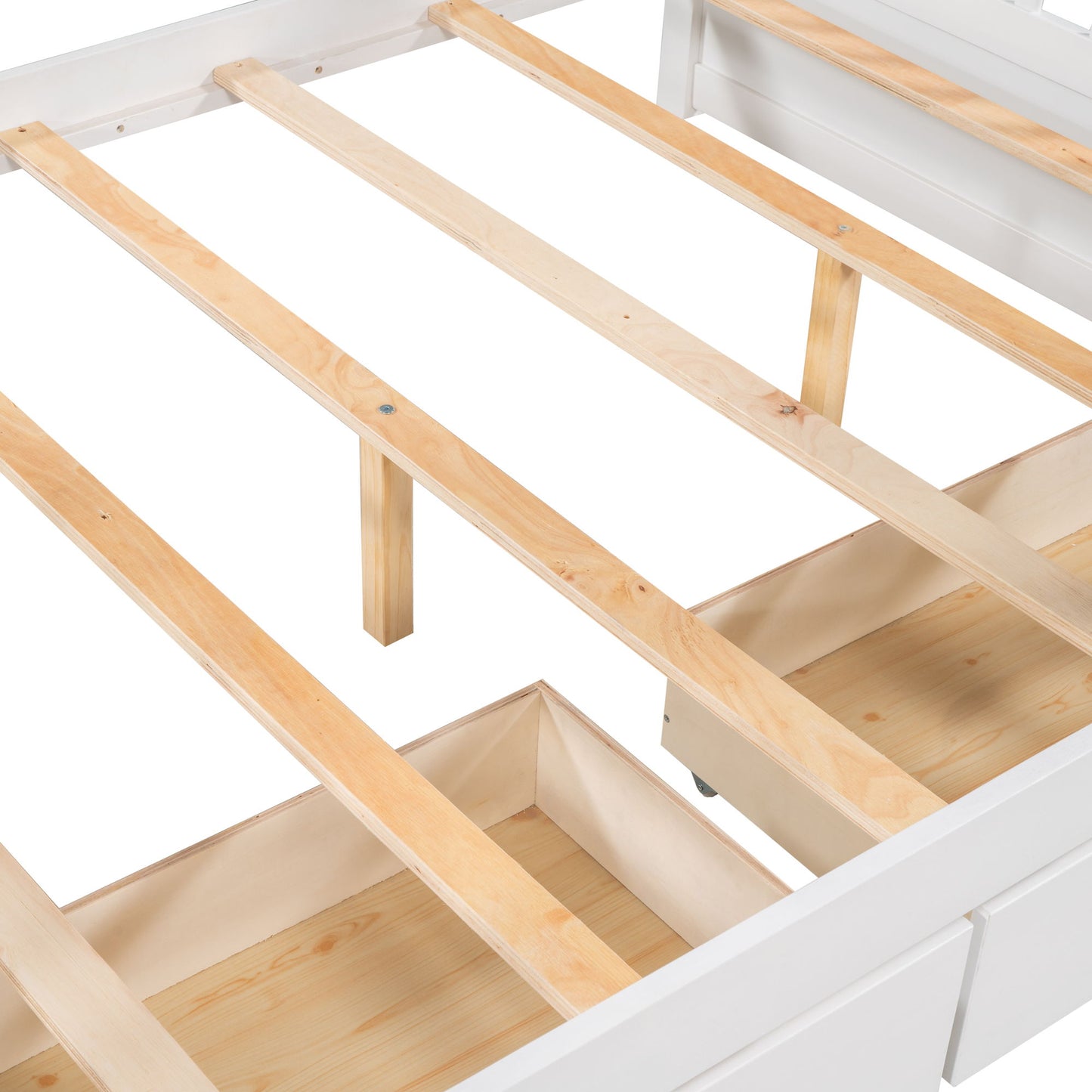 Full Over Full Bunk Bed With Ladders And 2 Storage Drawers - White