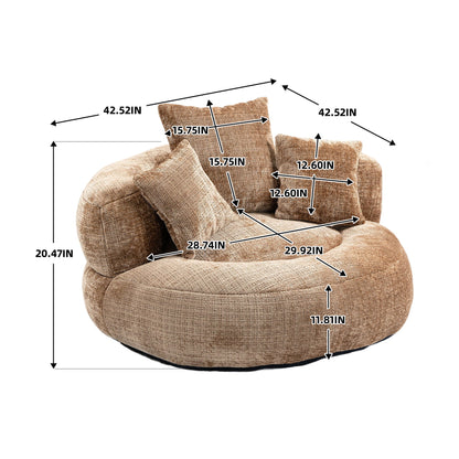 Lazy Sofa Durable Comfort Lounger High Back Bean Bag Chair With 3 Pillows - Coffee