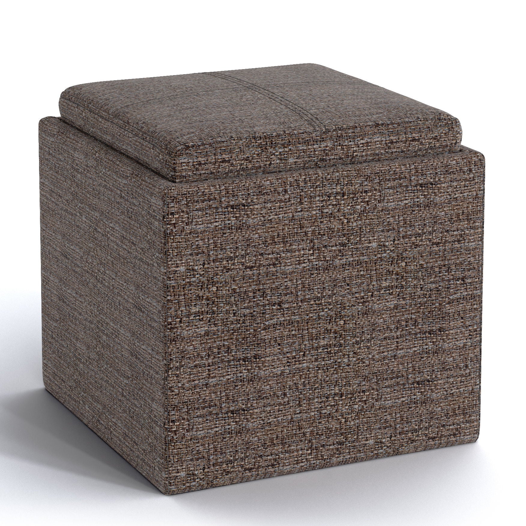 Rockwood - Cube Storage Ottoman With Tray - Mink Brown