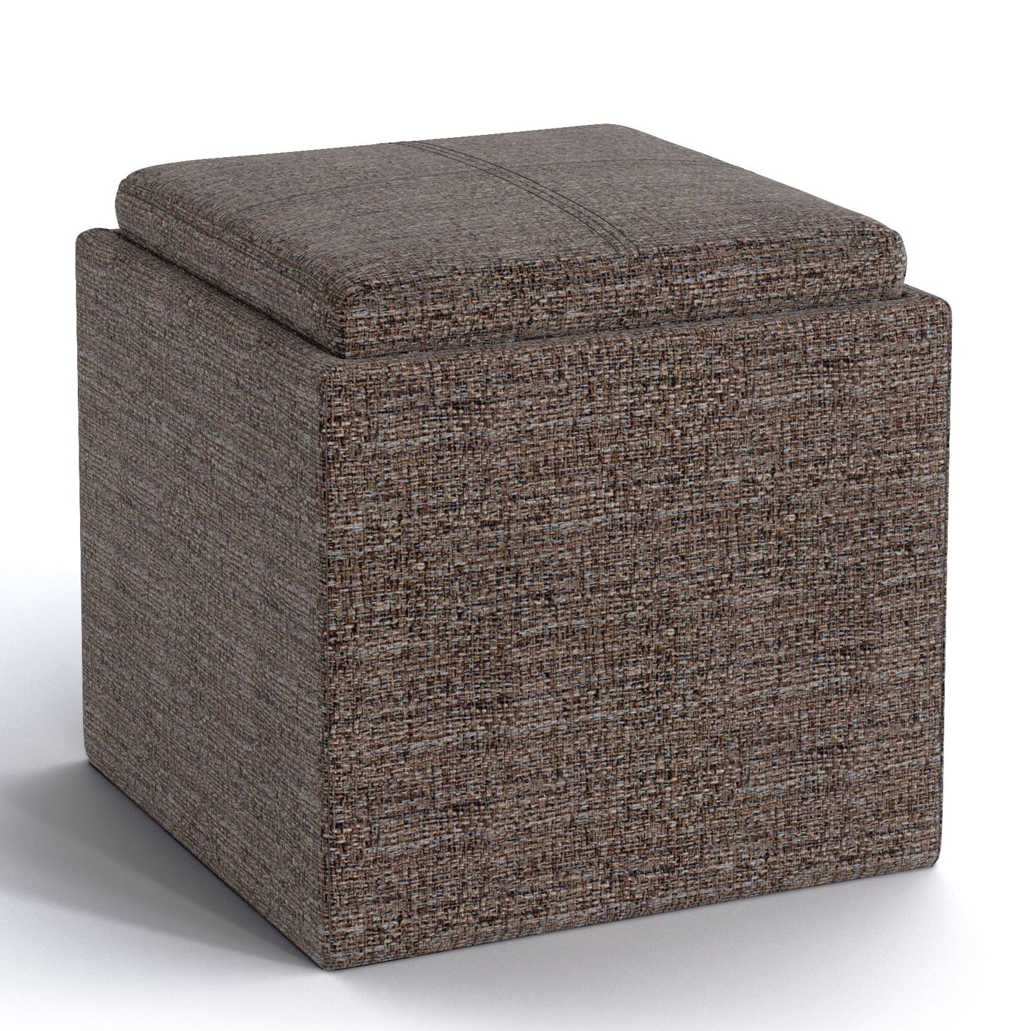Rockwood - Cube Storage Ottoman With Tray - Mink Brown