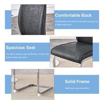 Luxury Simple Arch Chair Set Of 4 High Resilience Dining Chair - Dark Gray / Silver