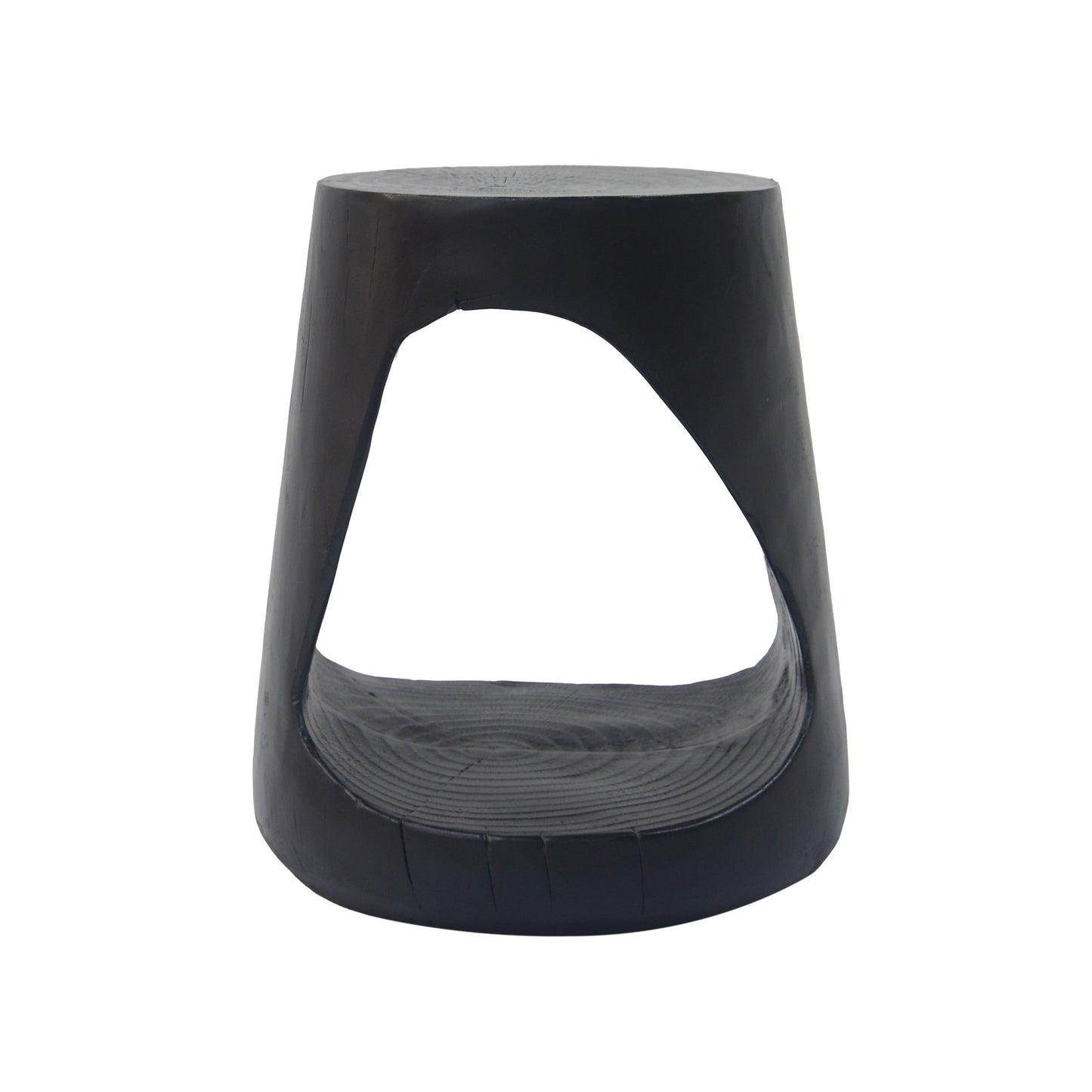 Mgo Hollow Side Table With Wood Like Texture, Durable And Weather Resistant - Black