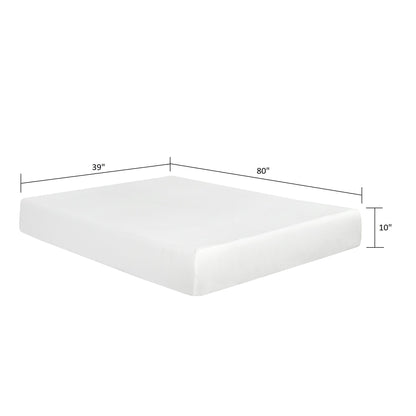 10" Plush Gel Memory Foam Mattress For Twin Long Size Bed With Cooling Technology Aloe Vera Cover - White