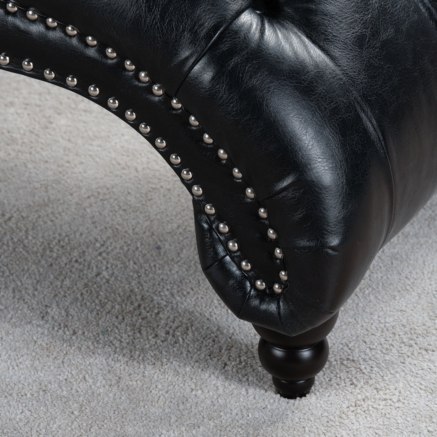 Tufted Armless Chaise Lounge - Black
