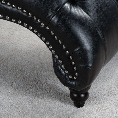 Tufted Armless Chaise Lounge - Black