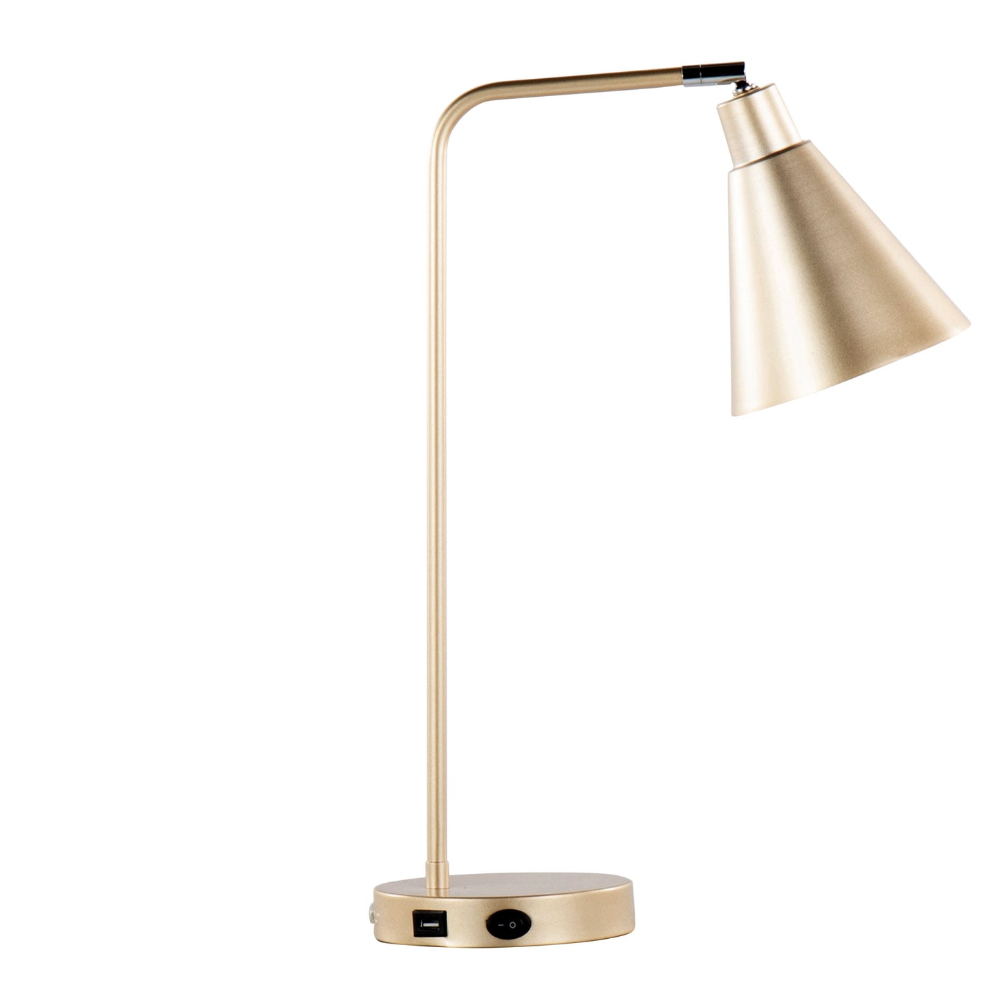Pix - Contemporary Task Lamp Built In USB Port - Champagne Gold / White