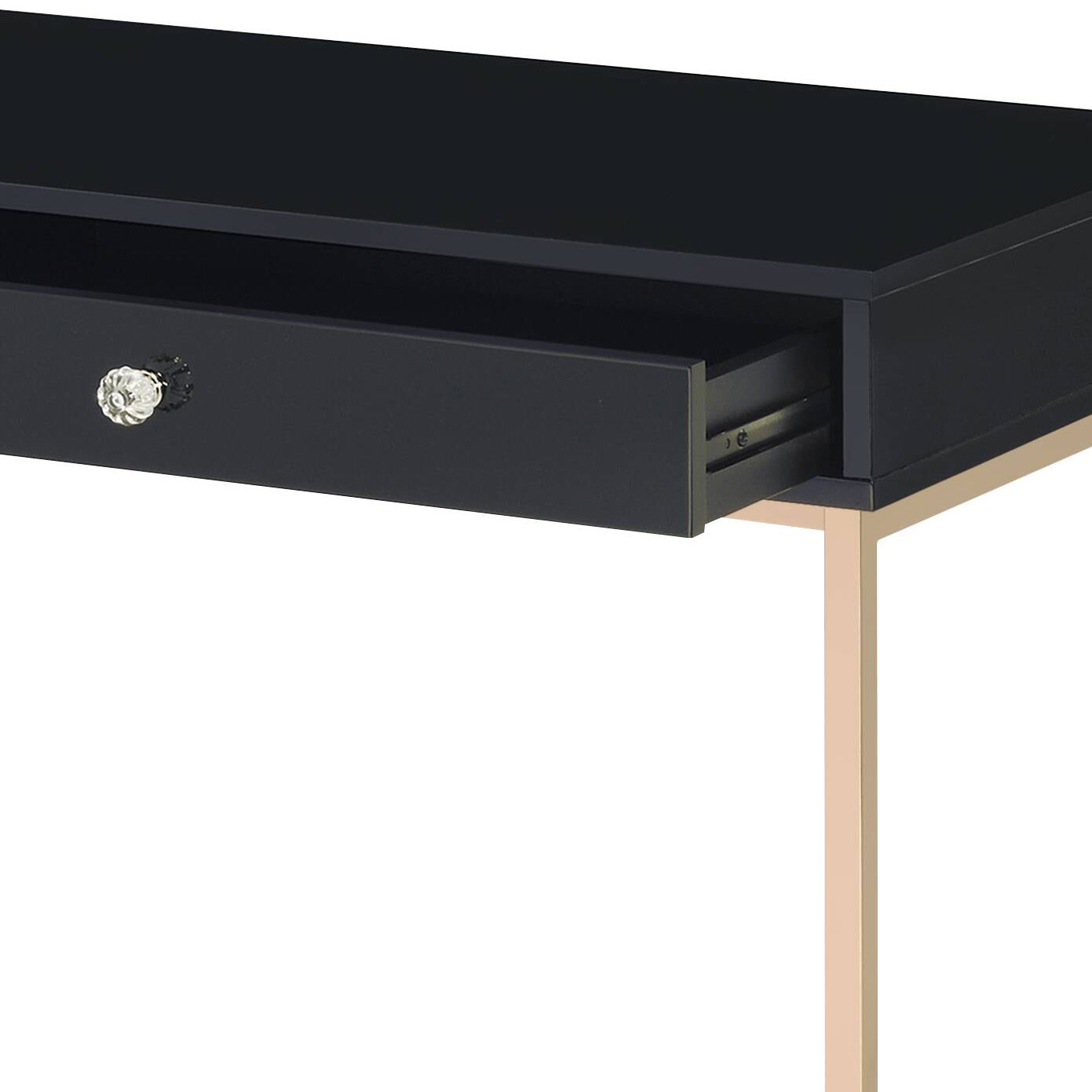 Ottey - High Gloss Writing Desk - Black / Gold