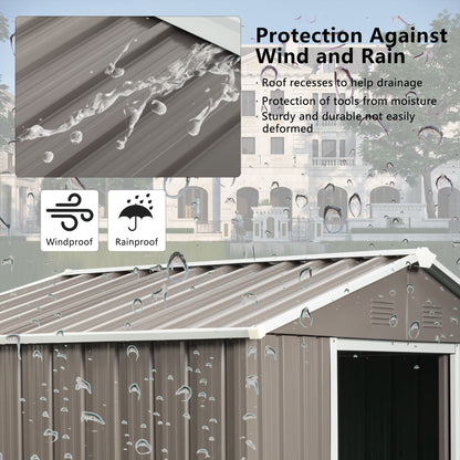 6Ft x 5Ft Outdoor Metal Storage Shed - Gray