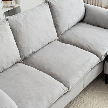 Convertible Combination Sofa, Sofa L Shaped, Sofa With Footstools With Storage Sofa For Living Room, 3 Seater Combination Sofa - Beige