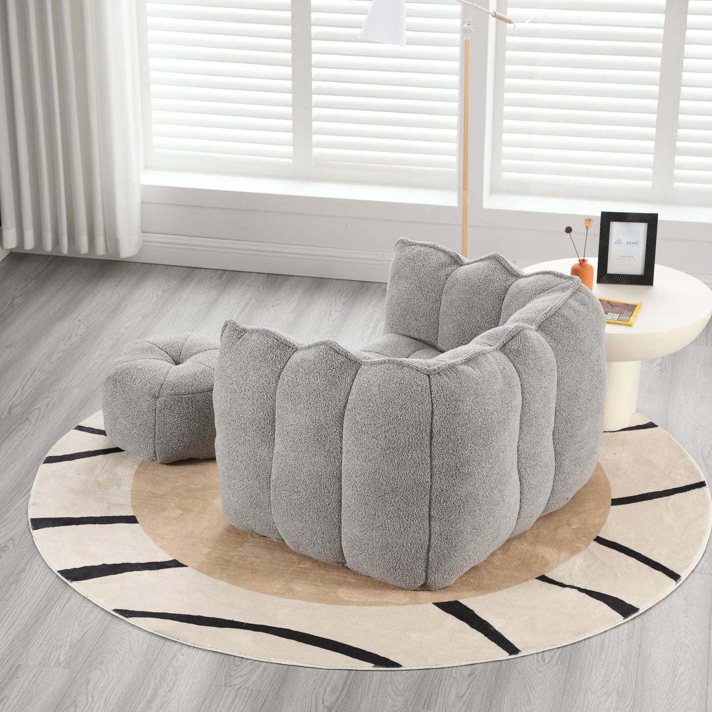 Soft Bean Bag Chair With High Resilient Foam (Chips) - Gray