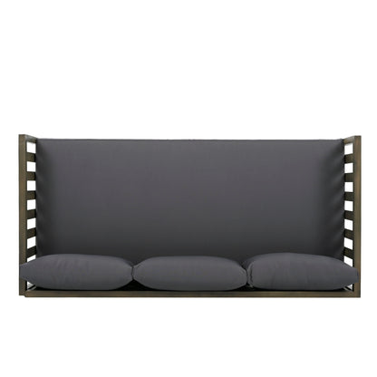 Claremont - 3 Seater Daybed With Slat Paneling And Water Resistant Cushions - Gray