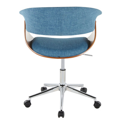 Vintage Mod - Mid-Century Modern Office Chair - Chrome / Walnut / Blue