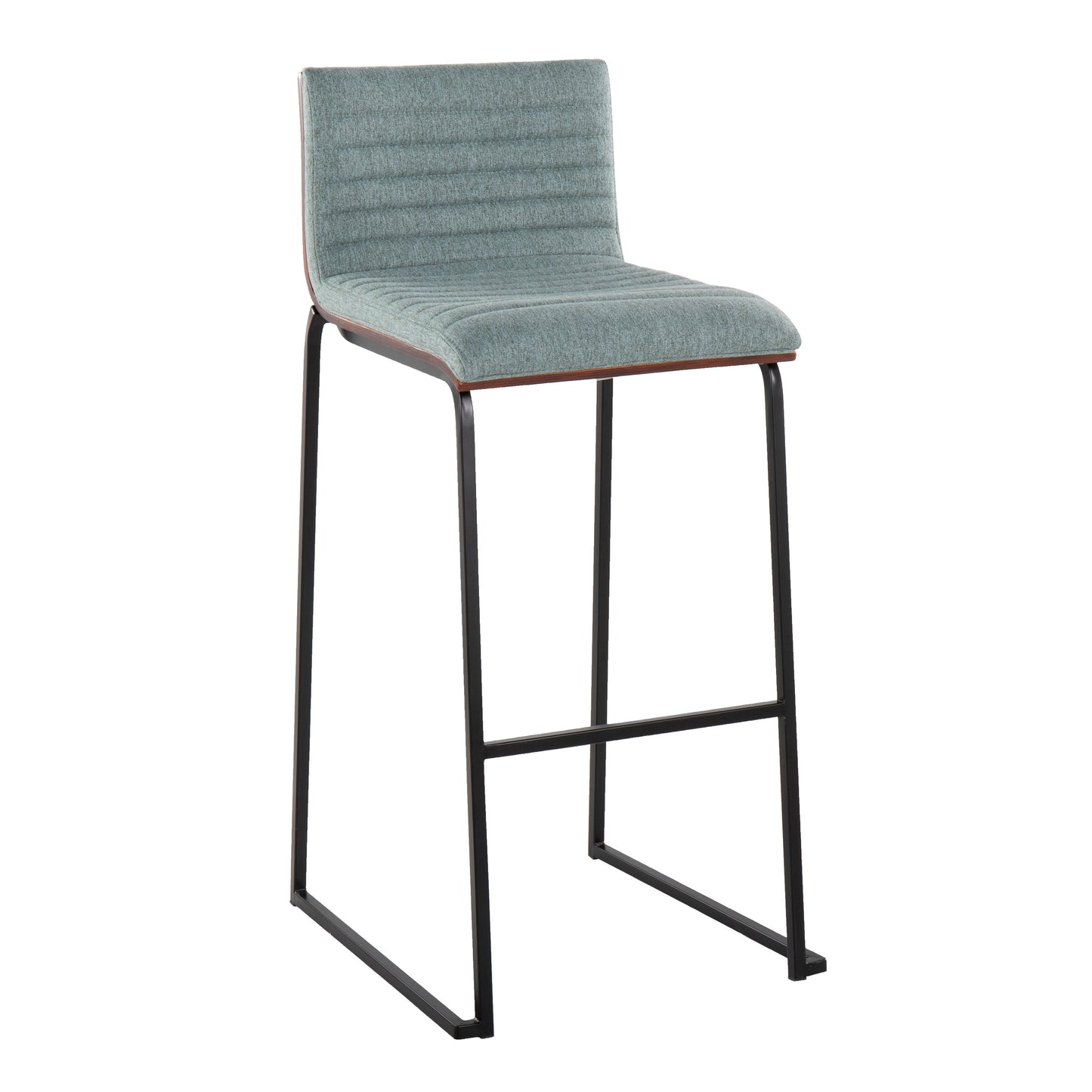 Mason Mara - Contemporary Fixed Height Barstool (Set of 2) - Black / Walnut / Green