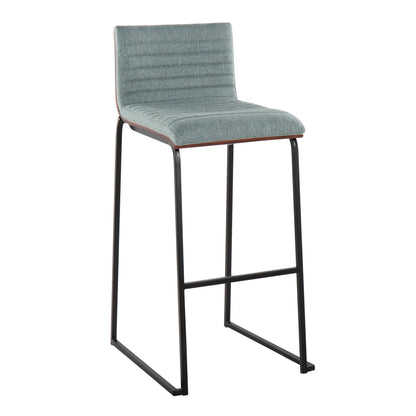Mason Mara - Contemporary Fixed Height Barstool (Set of 2) - Black / Walnut / Green