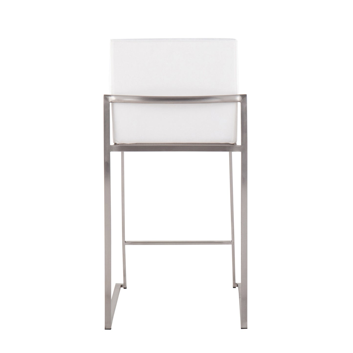 Fuji - Contemporary High Back Counter Stool (Set of 2) - White - Velvet