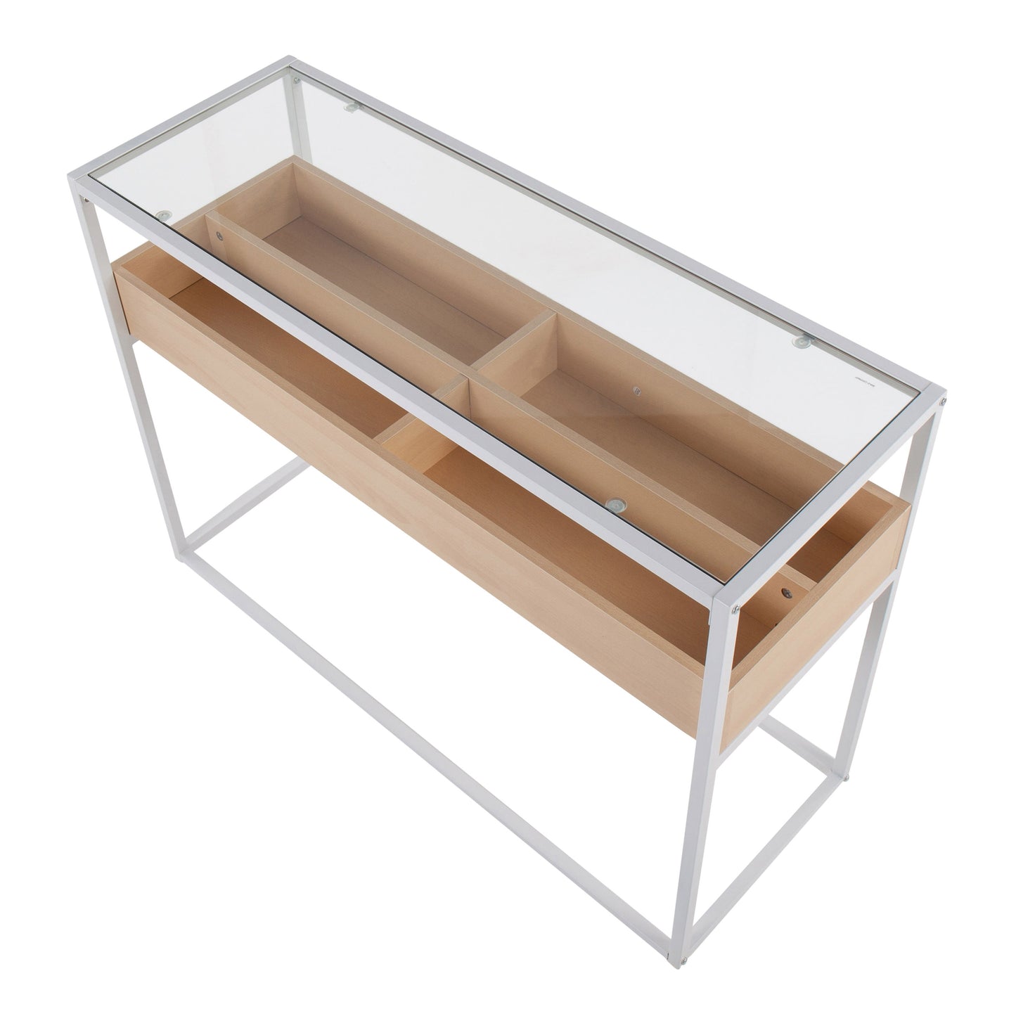 Display Contemporary Console Table - White / Natural / Clear