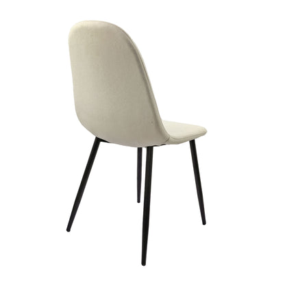 Modern Dining Chairs (Set of 4) With Linen Fabric Upholstered Seat, Spoon Shape Design - Black / Beige
