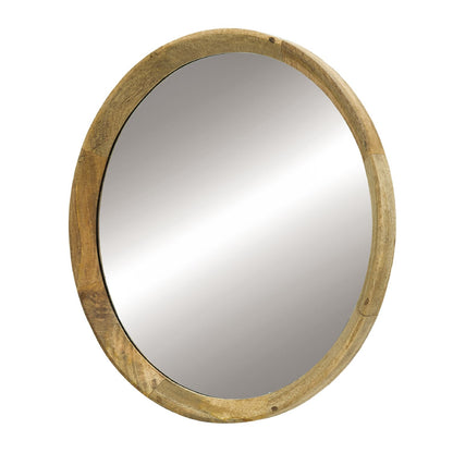 Transitional Decor Style Mango Wood Wall Mirror Wall Decor With Frame Of Solid Mango Wood For Bathroom, Entryway Console Lean Against Wall - Natural