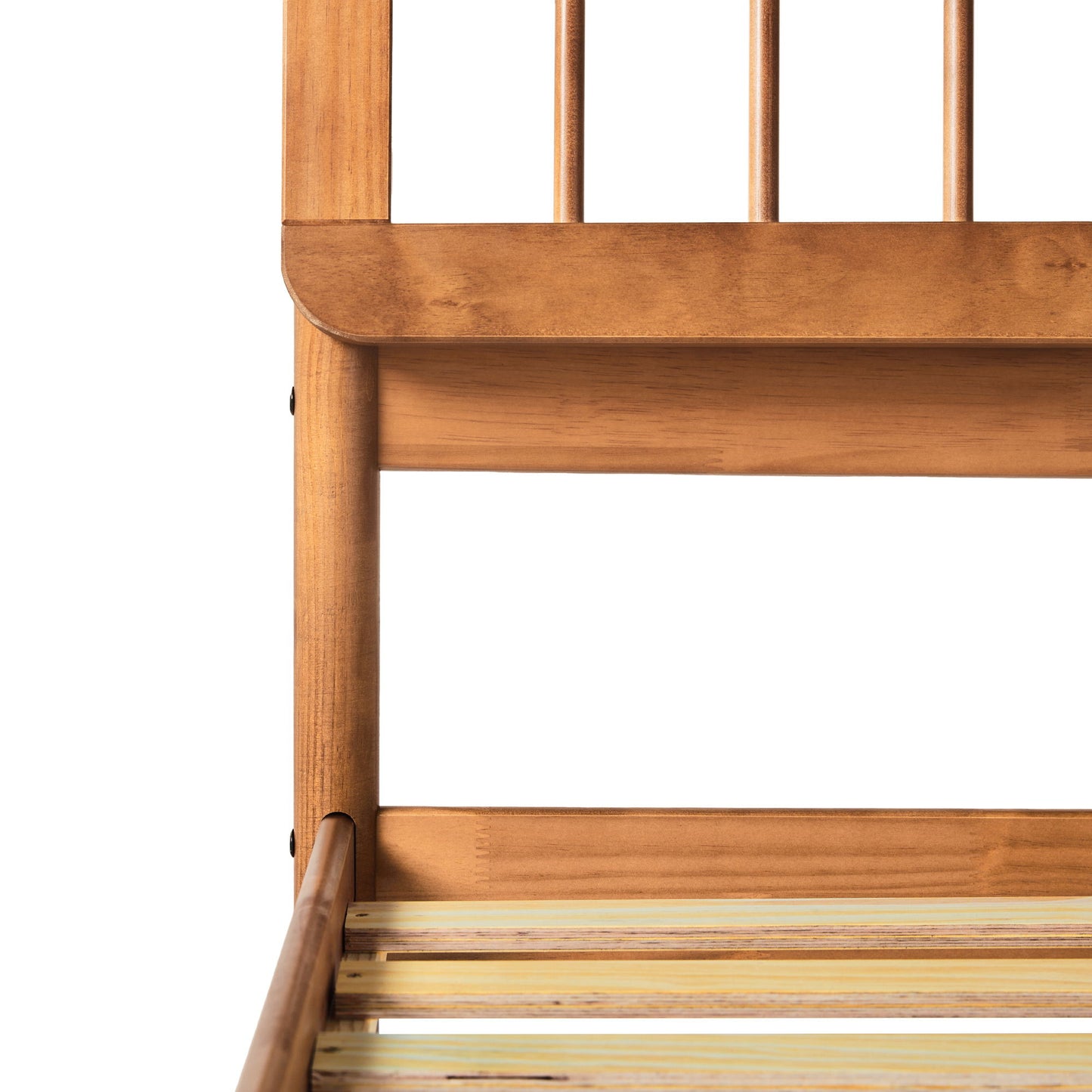 Mid-Century Modern Solid Wood Queen Spindle Bed - Caramel