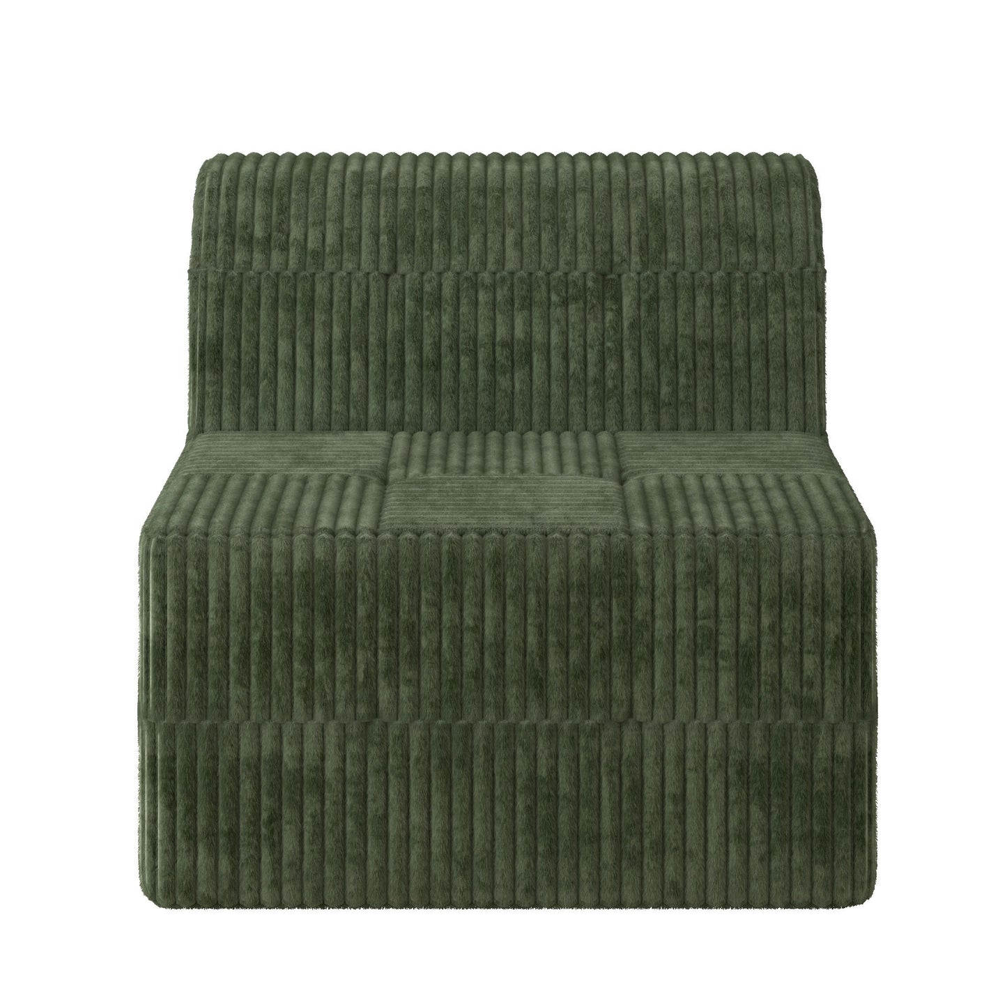 Modern Minimalist Corduroy Single Seat Sofa Comfy Sleeper Couch For Living Room Bedroom - Green