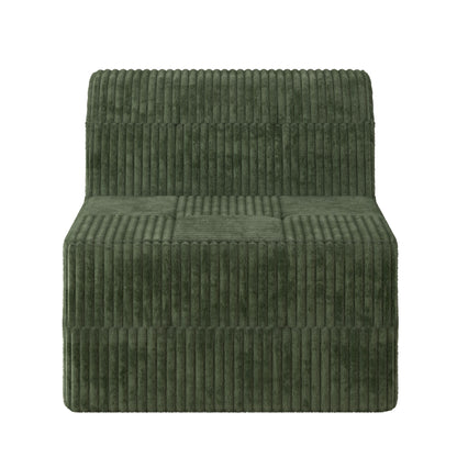 Modern Minimalist Corduroy Single Seat Sofa Comfy Sleeper Couch For Living Room Bedroom - Green