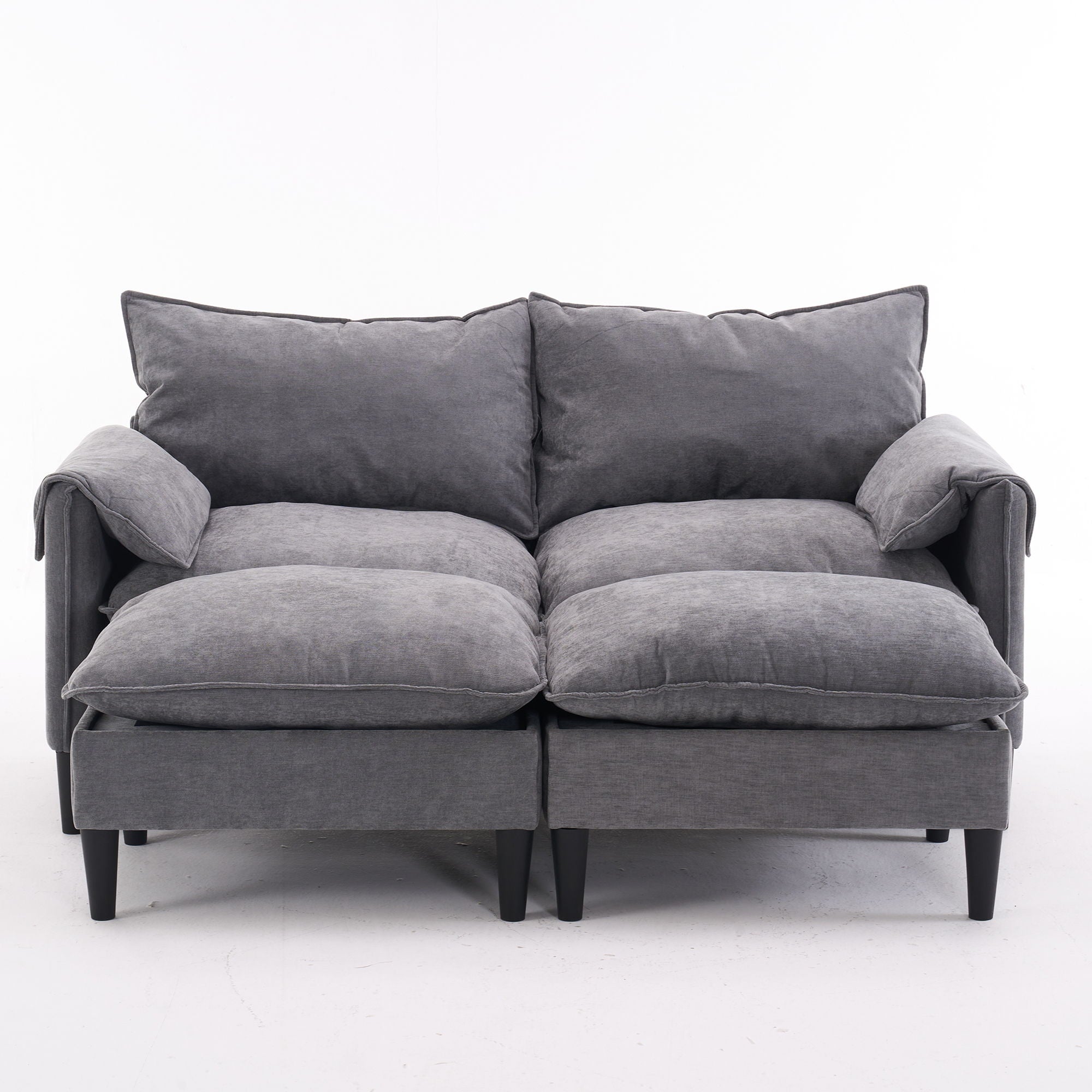 Convertible Combination Sofa, Sofa U Shaped, Sofa With Footstools With Storage - Gray Sofa For Living Room, Living Room 2 Seater Combination Sofa Gray - Gray