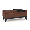 Oregon - Storage Ottoman Bench With Tray - Distressed Saddle Brown