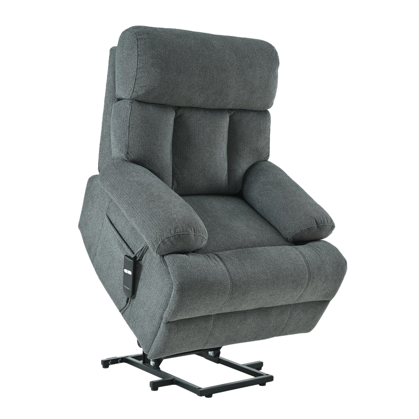 Oversized Power Lift Recliner Chair, Electric Fabric Recliner Chair, Home Theater Seating, Reclining Sofa Chair With Remote Control, Side Pocket, Spacious Seat - Dark Gray