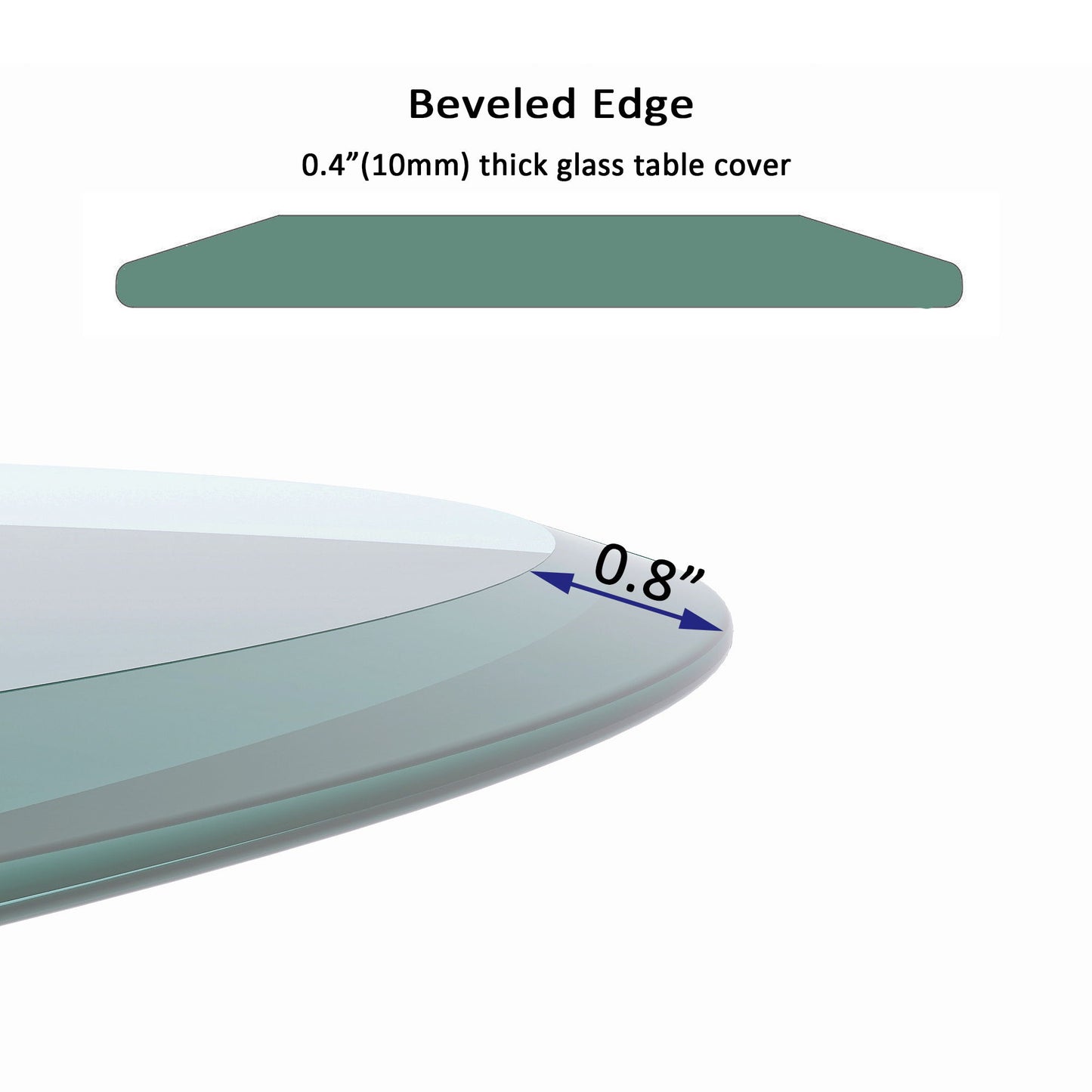 24" Round Tempered Glass Table Top Clear Glass 2 / 5" Thick Beveled Polished Edge - Transparent