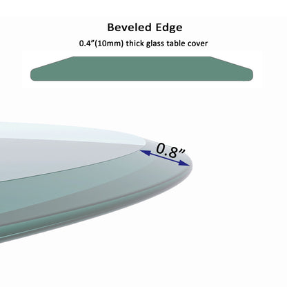 24" Round Tempered Glass Table Top Clear Glass 2 / 5" Thick Beveled Polished Edge - Transparent