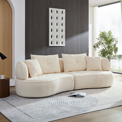 4 Seat Modular Sofa With Removable Pillows, Durable Fabric And Solid Wood Frame - White