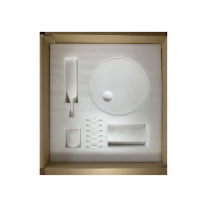 Luxury Natural Marble Dining Room Accessories Set, 10 Pieces, Elegant Natural Stone - White