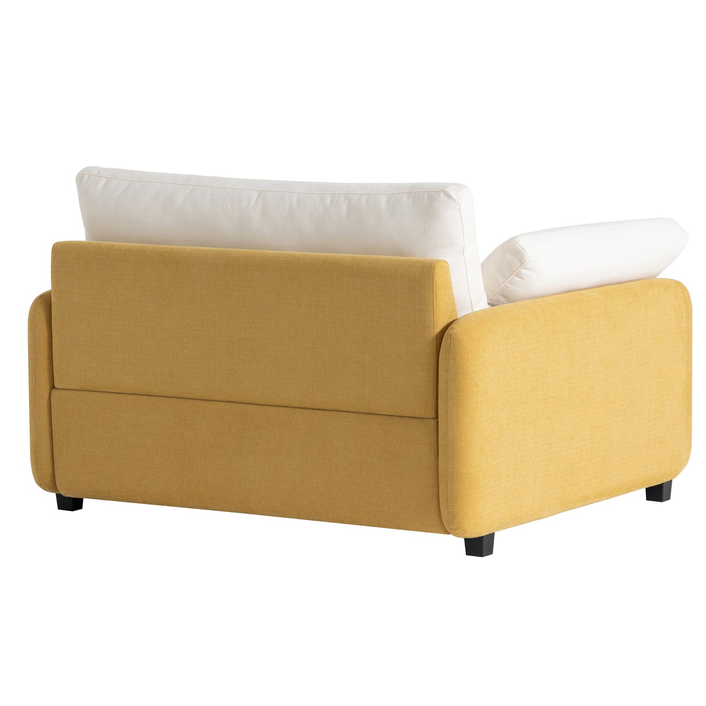 Oversized Single Sofa Chair Wide And Deep Seat, Modern Upholstered Comfy Blocking Couch Lounge With Pillows - Cream / Yellow