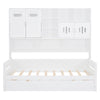 Twin Size Wooden Daybed With Twin Size Trundle, And All In One Cabinet And Shelf - White