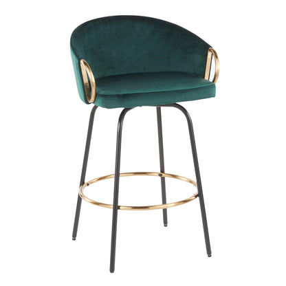 Claire - Contemporary / Glam Counter Stool (Set of 2) - Black / Emerald Green