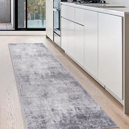 Marfi - 2' X 8' Abstract Runner Rug - Light Gray