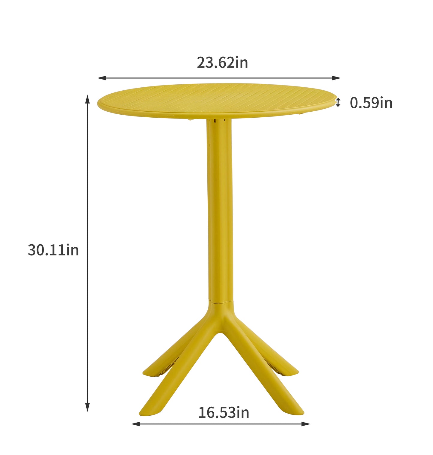 3 Piece Plastic Arm Chair Bistro Grs Premium Ocean Plastic - Mustard