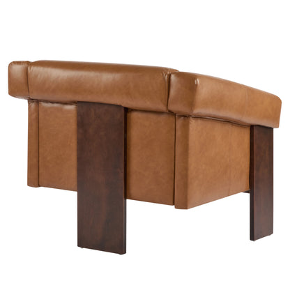 Sierra - Vintage Modern Accent Chair, Deep Cushions & Wide Armrests - Brown