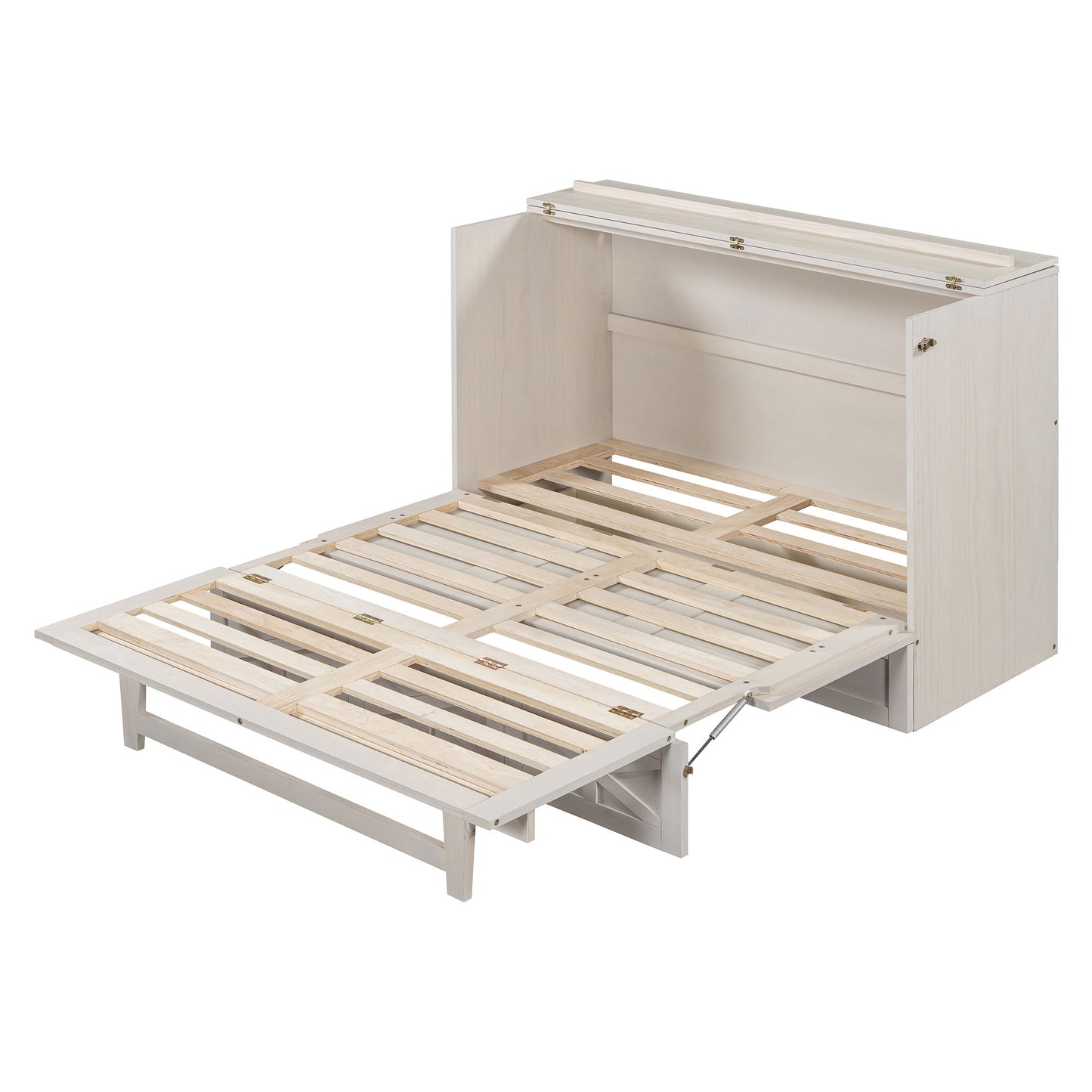 Full Size Murphy Bed With Large Drawers - Brushed White