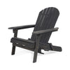 Zenithia - Outdoor Foldable Adirondack Chair With 2 Cup Holders - Dark Gray