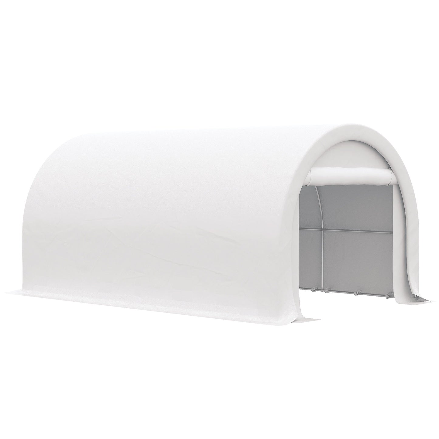 Outsunny - 10' x 16' Carport, Heavy Duty Portable Garage Storage Tent With Large Zippered Door, Anti-Uv Pe Canopy Cover For Car, Truck, Boat, Motorcycle, Bike, Garden Tools, Outdoor Work - White