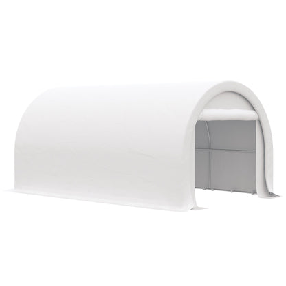 Outsunny - 10' x 16' Carport, Heavy Duty Portable Garage Storage Tent With Large Zippered Door, Anti-Uv Pe Canopy Cover For Car, Truck, Boat, Motorcycle, Bike, Garden Tools, Outdoor Work - White