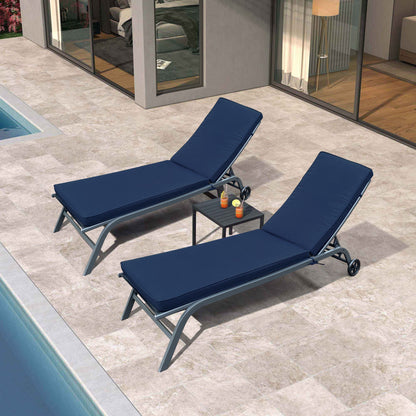 Outdoor Lounge Chairs (Set of 2), Cushion Replacement Patio Funiture Seat Cushion Chaise Lounge Cushion - Navy Blue